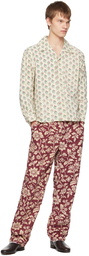 Bode Red & Off-White Floral Trousers