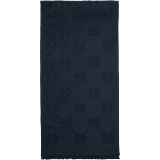 Photo: Gucci Navy Wool GG Scarf