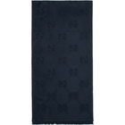 Gucci Navy Wool GG Scarf