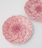 Bordallo Pinheiro Maria Flor Dahlia set of 4 ceramic dinner plates