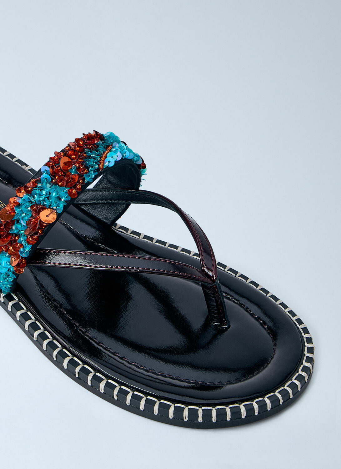 Dries Van Noten Embellished Whipstitched Leather Sandals