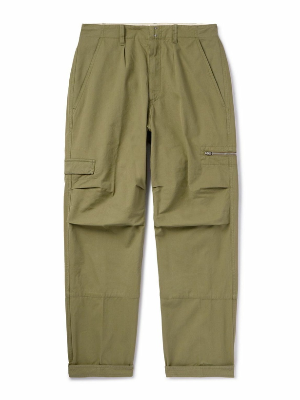 Photo: TOM FORD - Straight-Leg Pleated Cotton-Twill Cargo Trousers - Green