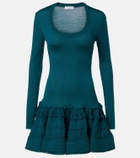 Alaïa Ruffled wool-blend minidress