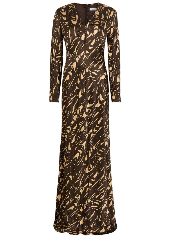 Photo: Joseph Adore Printed Crinkled Satin Midi Dress Beige