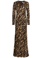 Joseph Adore Printed Crinkled Satin Midi Dress Beige