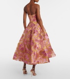 Monique Lhuillier Embroidered raffia-blend midi dress