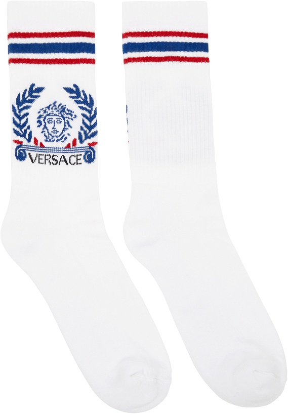 Photo: Versace White Medusa Motif Socks