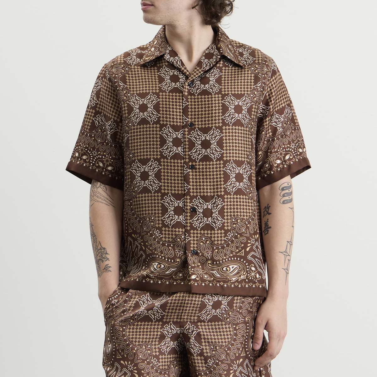 Amiri Men's MA Check Camp Shirt in Tobacco
