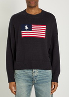 Cole Buxton Intarsia Fine-knit Cotton Jumper Navy