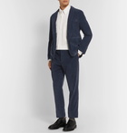 Thom Browne - Navy Slim-Fit Cropped Garment-Dyed Cotton-Corduroy Trousers - Navy