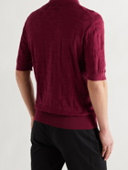 DOLCE & GABBANA - Slim-Fit Logo-Jacquard Silk Polo Shirt - Burgundy - IT 44