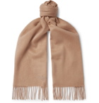 Mulberry - Fringed Logo-Embroidered Wool Scarf - Brown