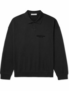 FEAR OF GOD ESSENTIALS - Logo-Flocked Cotton-Jersey Polo Shirt - Black