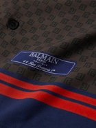 Balmain - Striped Monogrammed Poplin Shirt - Brown