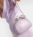 Self-Portrait The Bow embellished satin clutch