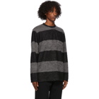 mastermind WORLD Black and Grey Striped Long Sleeve T-Shirt