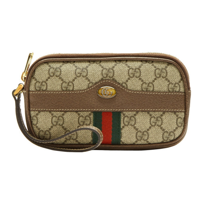 Gucci Brown GG Supreme Ophidia iPhone Pouch Gucci
