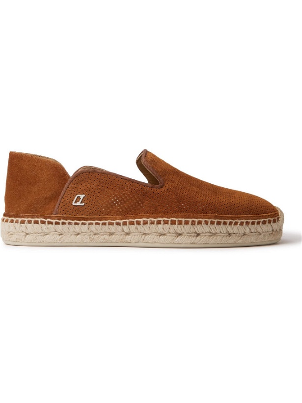 Photo: CHRISTIAN LOUBOUTIN - Perforated Suede Espadrilles - Brown