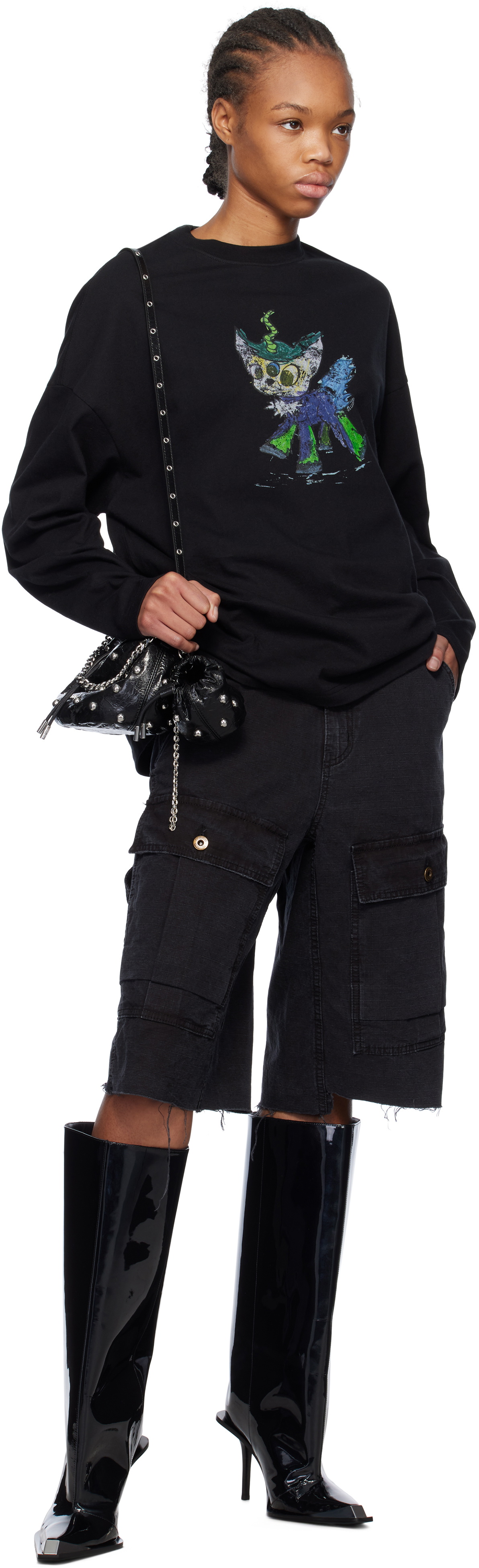 We11done Black Military Vintage Shorts