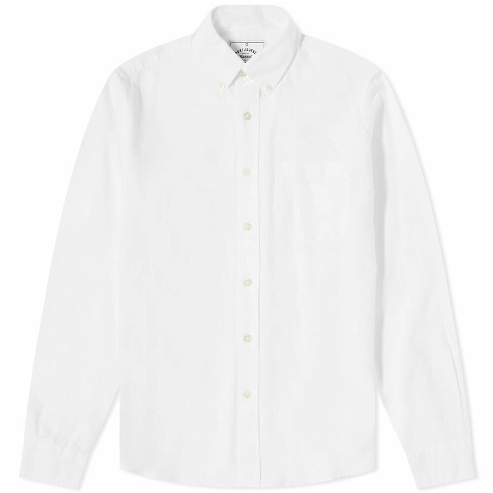 Photo: Portuguese Flannel Men's Belavista Button Down Oxford Shirt in Off White