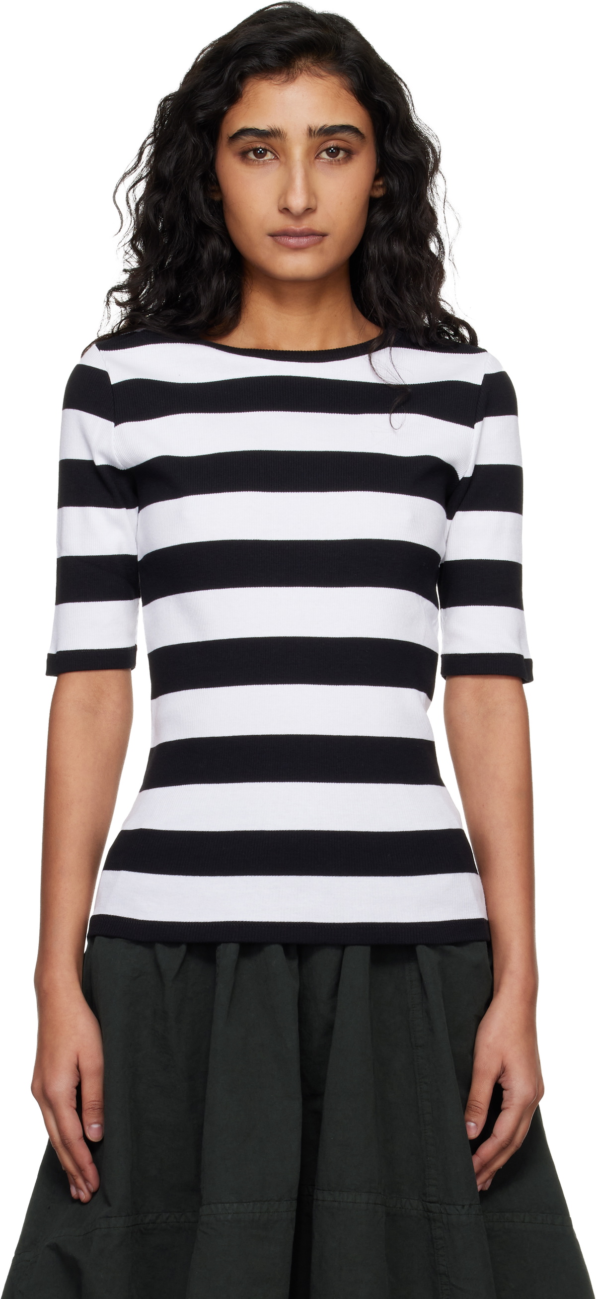 YMC White & Black Striped T-shirt