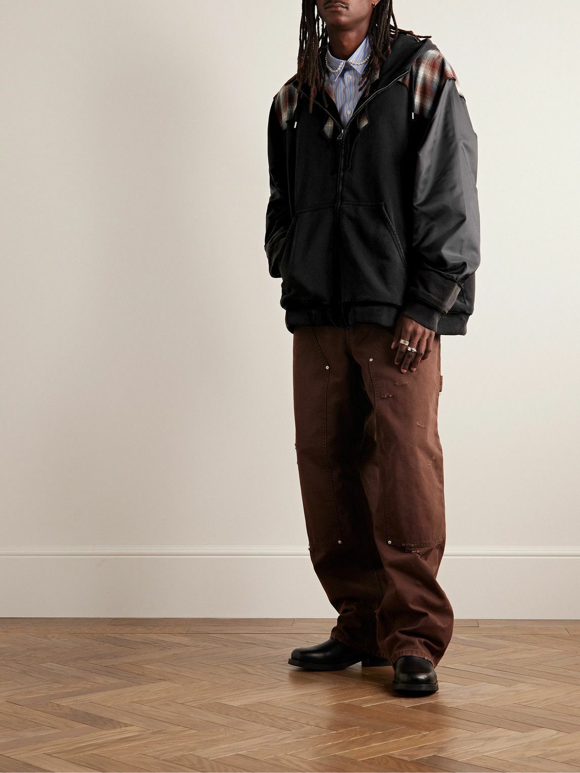 Maison Margiela - Pendelton Panelled Cotton-Jersey, Checked