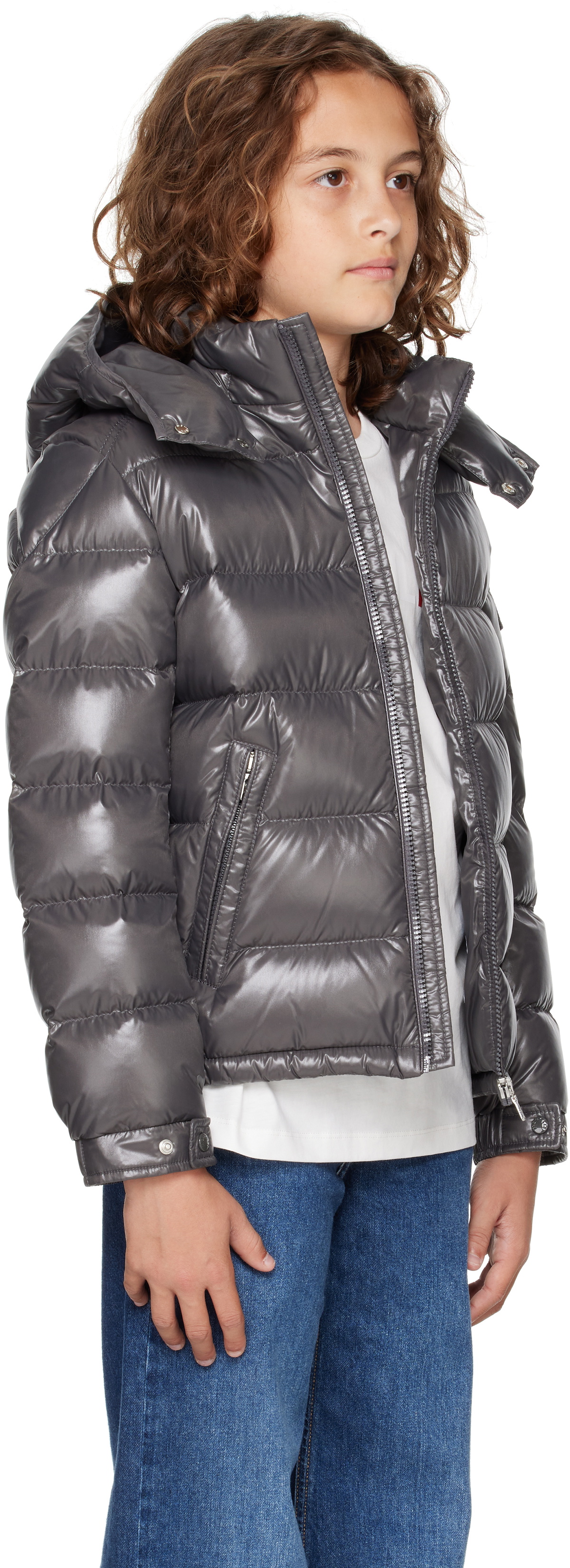 Moncler Enfant Big Kids Gray Maya Hooded Down Jacket Moncler Enfant