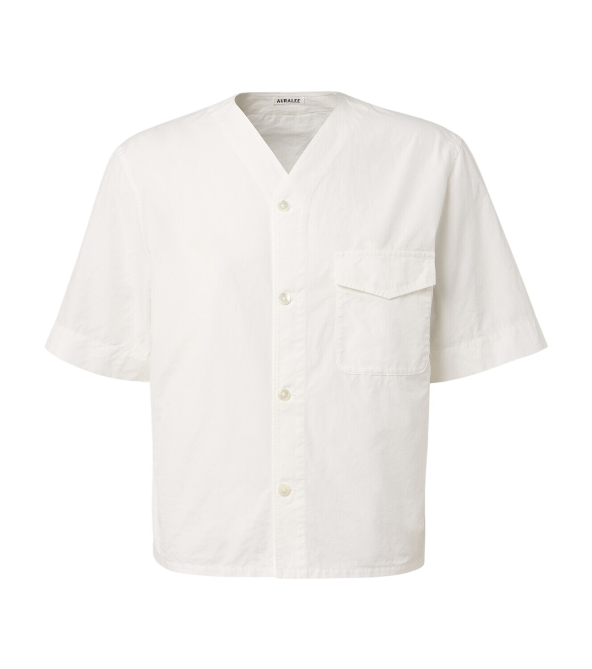 Auralee Men's Hard Twist Cotton Silk Shirt in Sage Green Auralee
