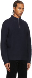 A.P.C. Navy Wool Alex Zip Sweater