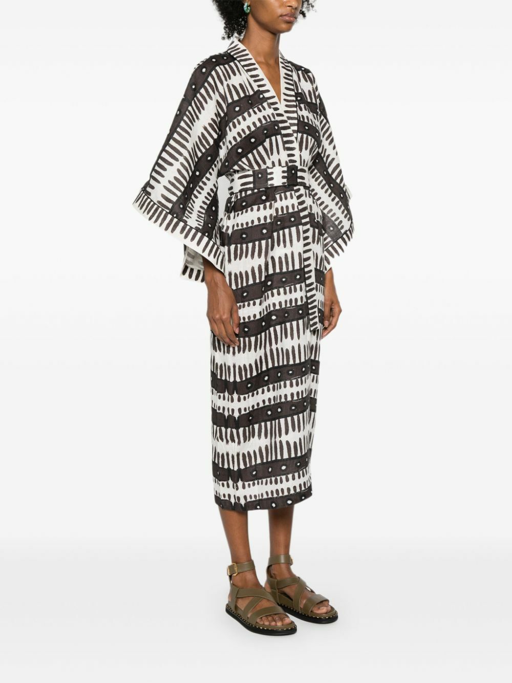 Maison La Plage Brown Kenya Belted Linen Dress