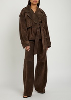 Armarium Flamina Belted Suede Trench Jacket Brown