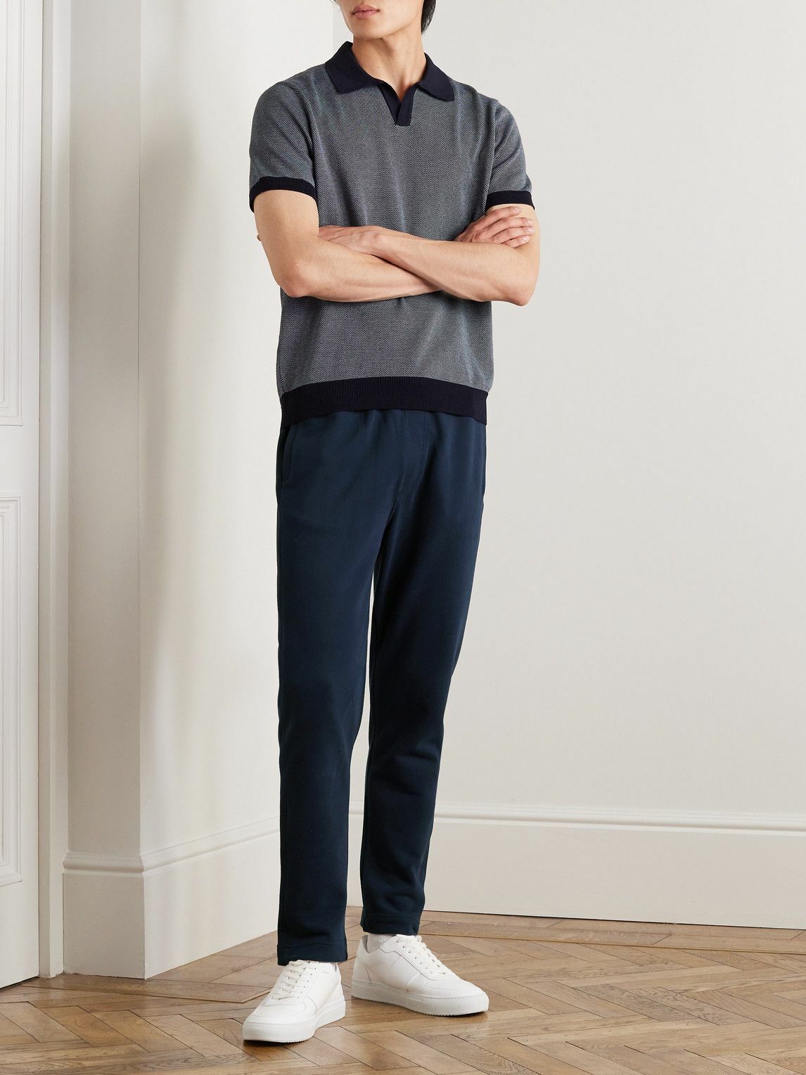 Mr P. - Tapered Cotton-Jersey Sweatpants - Blue