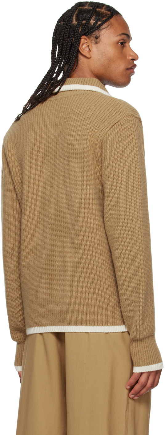 Knitted stripe polo - Beige stripe