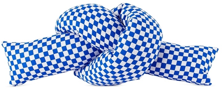 Photo: JIU JIE SSENSE Exclusive Blue & White Baby Knot Cushion