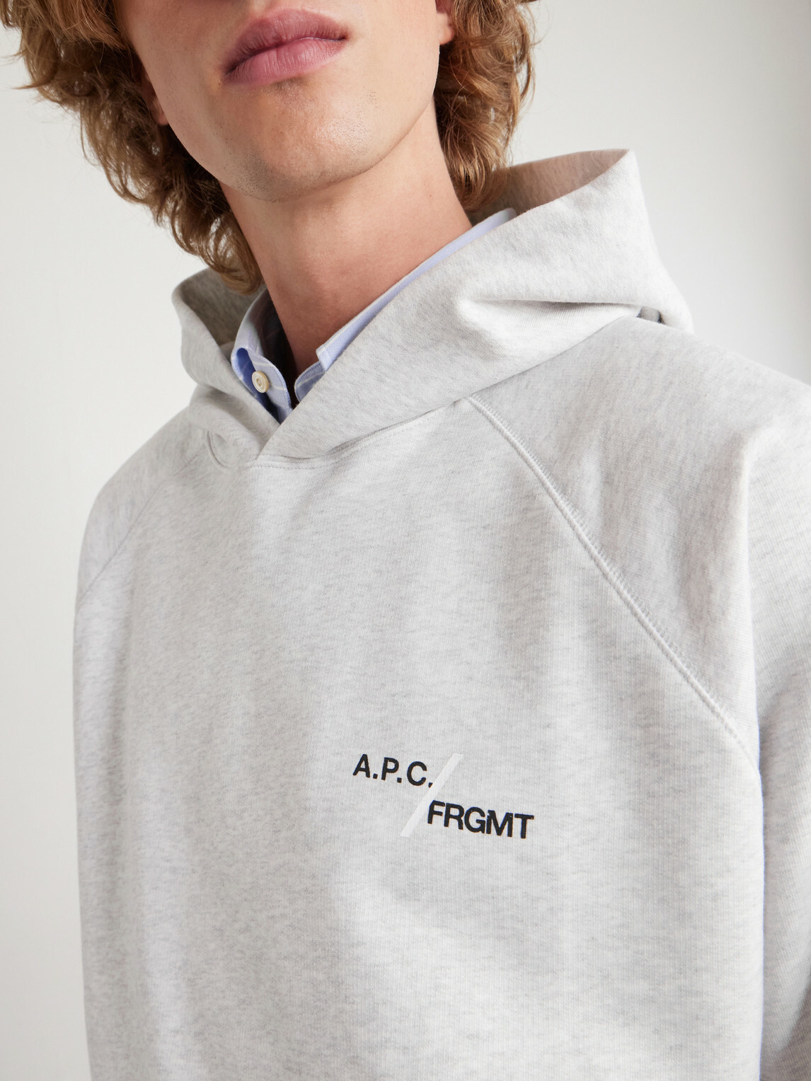 A.P.C. - Fragment Logo-Print Cotton-Jersey Hoodie - Gray