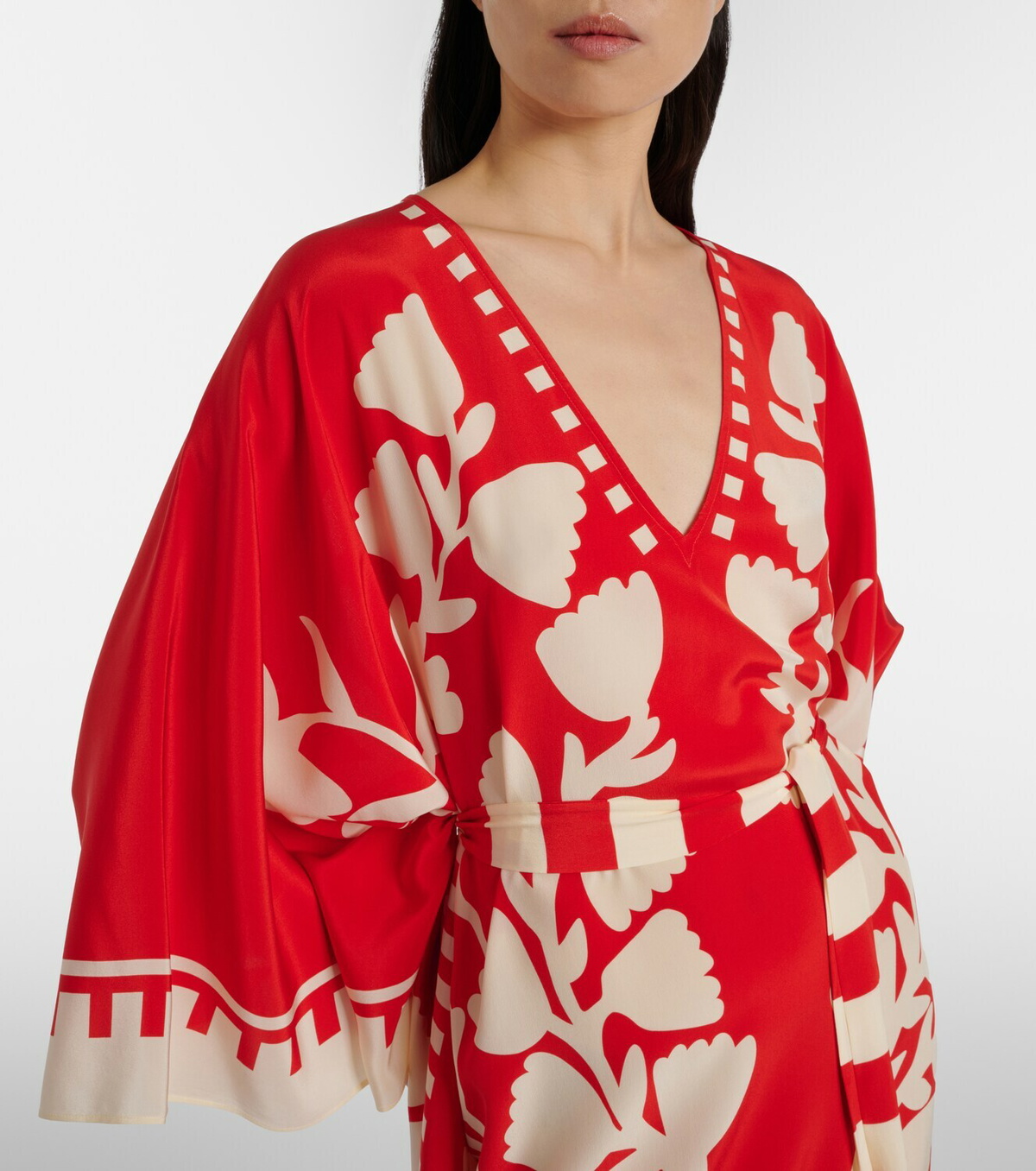 Eres Belted printed silk kaftan