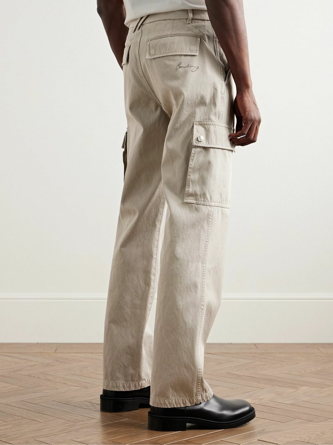 Burberry - Straight-Leg Garment-Dyed Cotton-Twill Cargo Trousers - Neutrals