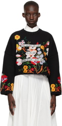 JW Anderson Black Oscar Wilde Cropped Wide Sleeve Sweater