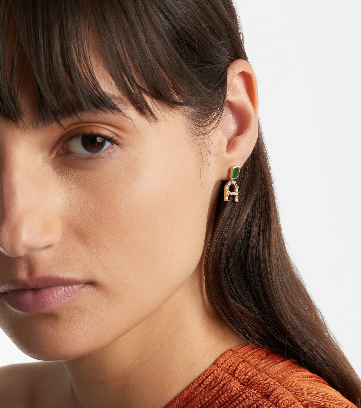 Shay Jewelry 18kt gold drop earrings with diamonds and emeralds