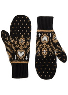 Khaite Christel Fair Isle Cashmere Mittens - Black - One Size