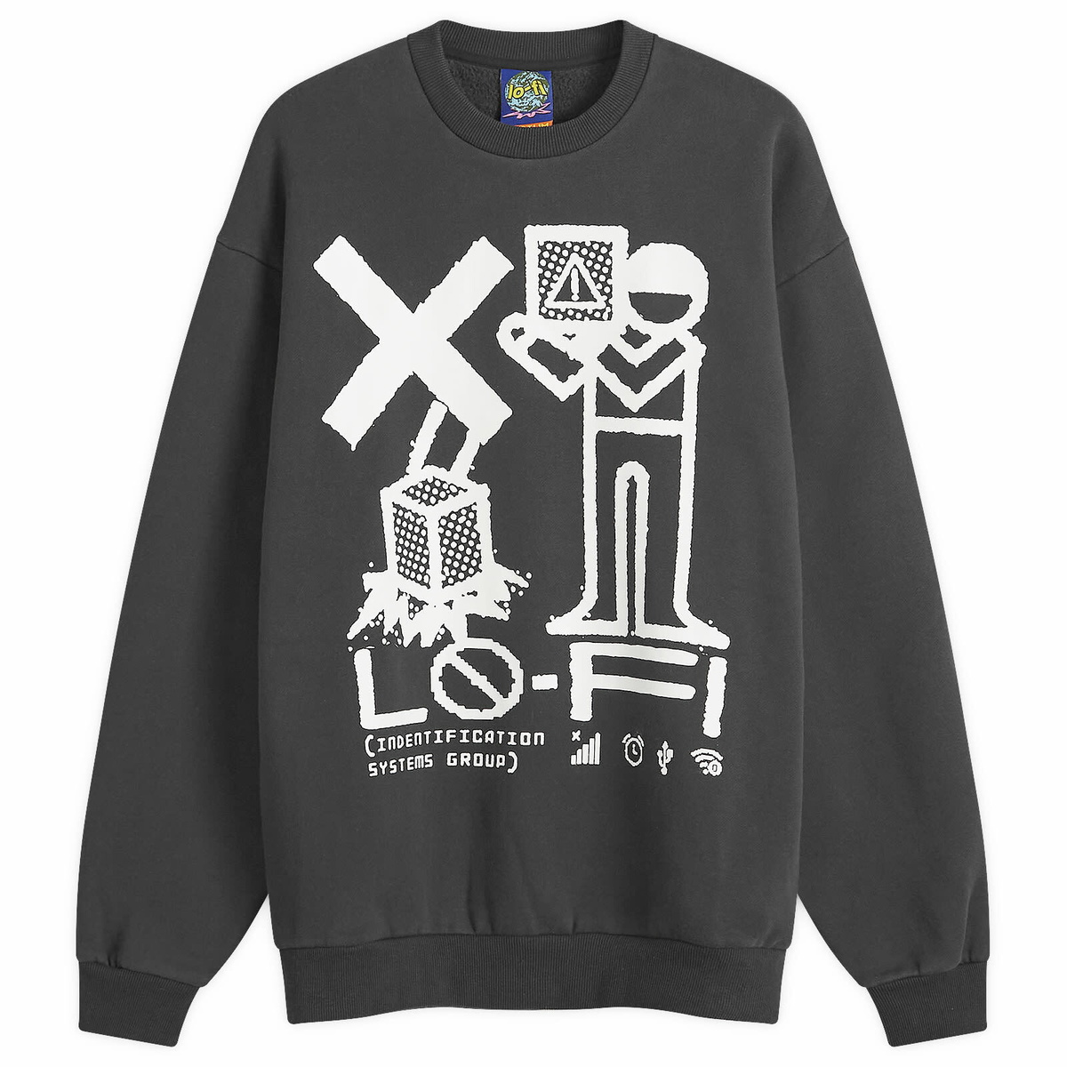 Lo-Fi Men's Identification Crew Sweatshirt in Washed Black
