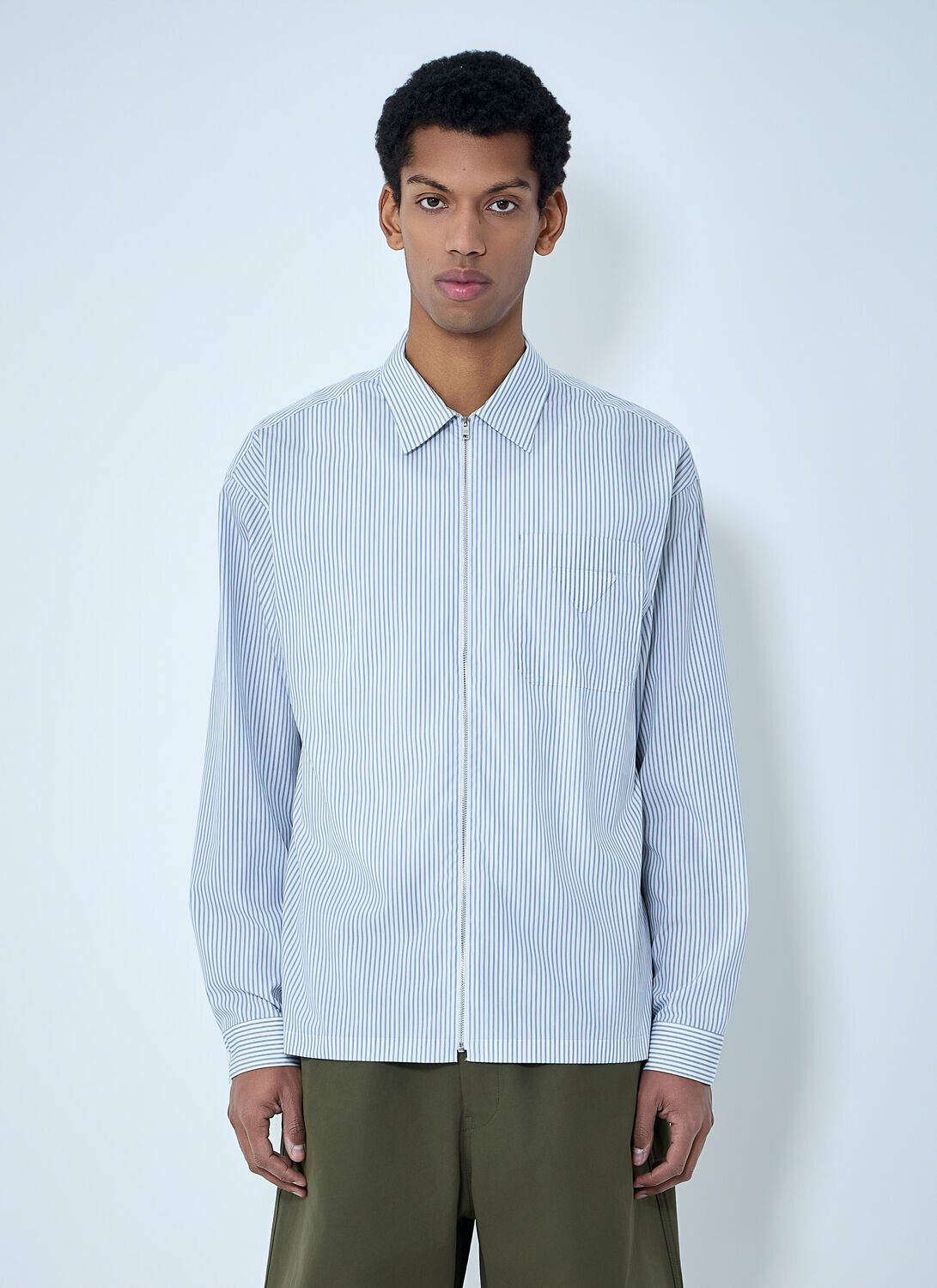 【PRADA】ストライププリントジャージートップ Prada Zip-Front Stripe Shirt Prada