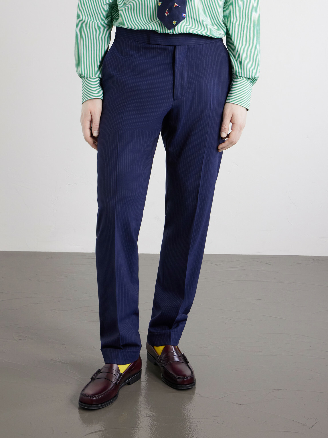 Polo Ralph Lauren - Straight-Leg Pinstriped Wool-Blend Suit Trousers - Blue