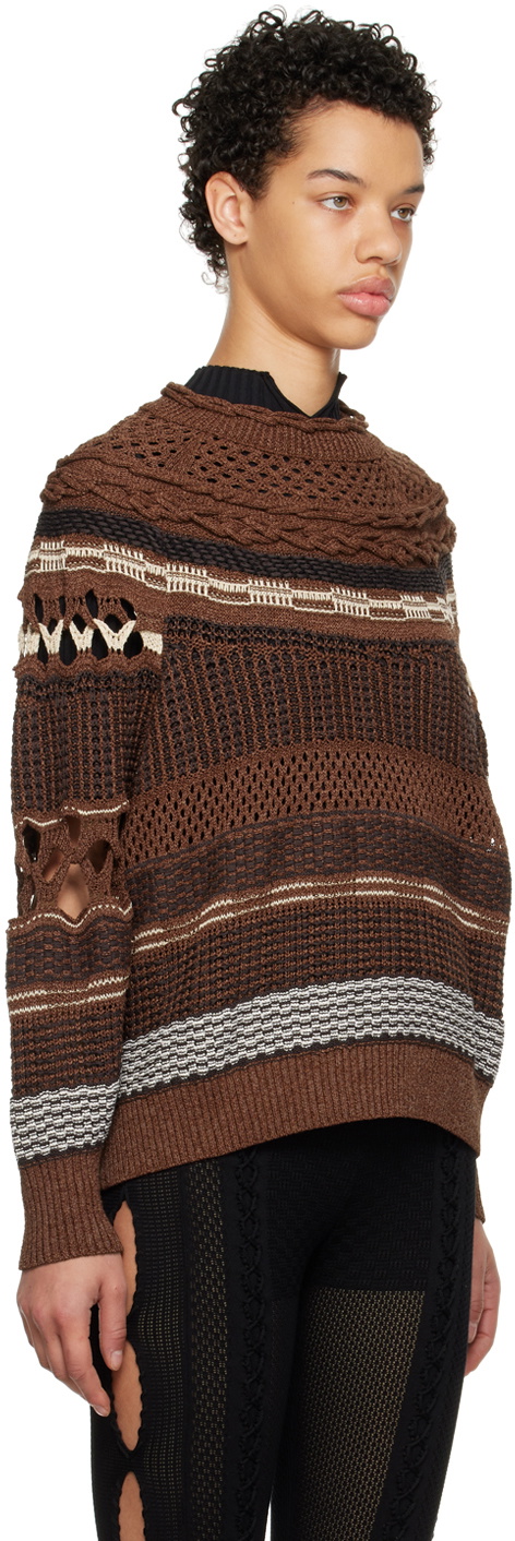 Mame Pattern Color Code Mame Kurogouchi Brown Pattern Sweater Mame Kurogouchi