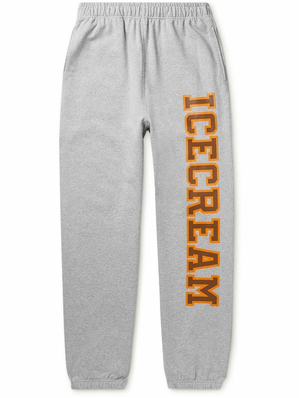 Photo: ICECREAM - Tapered Logo-Print Cotton-Jersey Sweatpants - Gray