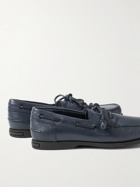 Manolo Blahnik - Sidmouth Full-Grain Leather Boat Shoes - Blue