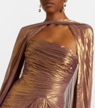 Marmar Halim Caped pleated bustier gown