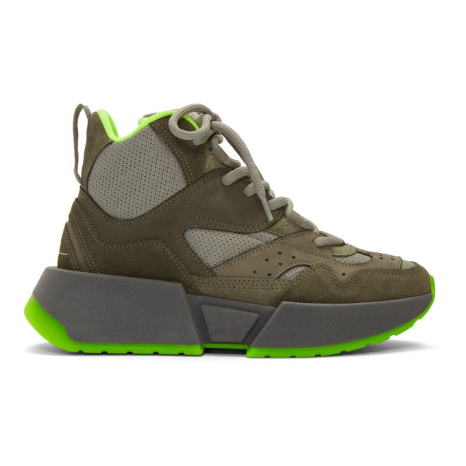MM6 Maison Margiela Green Flared High-Top Sneakers MM6 Maison Margiela
