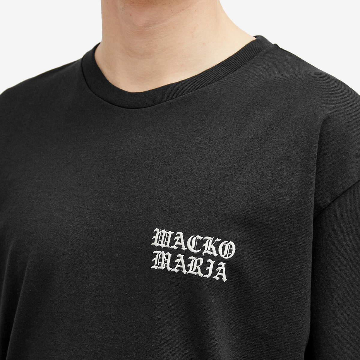 Wacko Maria Men's Washed Heavy Weight Gothic Logo T-Shirt in Black