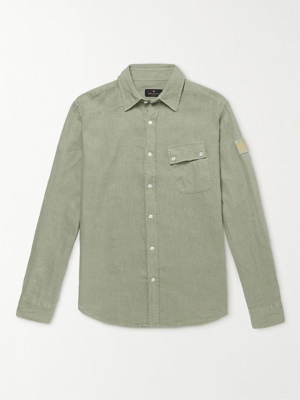 Photo: Belstaff - Garment-Dyed Linen Shirt - Green